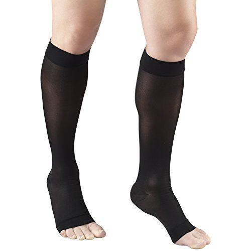 Truform Sheer Compression Stockings, 15-20 mmHg, Women's Knee High Length, Open Toe, 20 Denier, Black, Medium - color: Black, size: Medium (1 Pair)