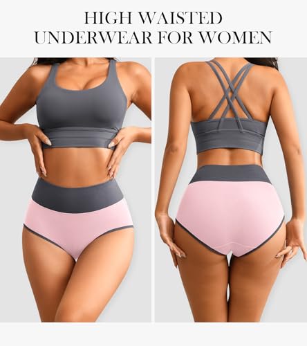 Eiggam Tummy Control Underwear Soft High Waisted underwear Full Coverage Briefs Breathable Postpartum Cotton Womens Panties - color: Multicoloured F-5 Pack, size: 3X-Large