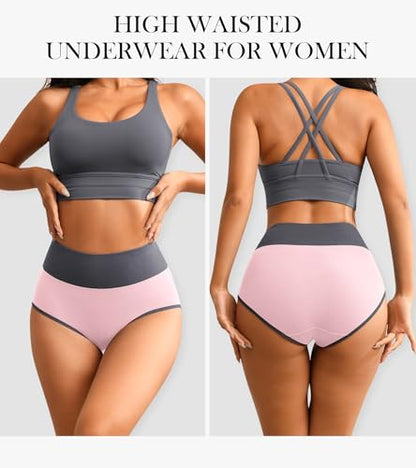 Eiggam Tummy Control Underwear Soft High Waisted underwear Full Coverage Briefs Breathable Postpartum Cotton Womens Panties - color: Multicoloured F-5 Pack, size: 3X-Large