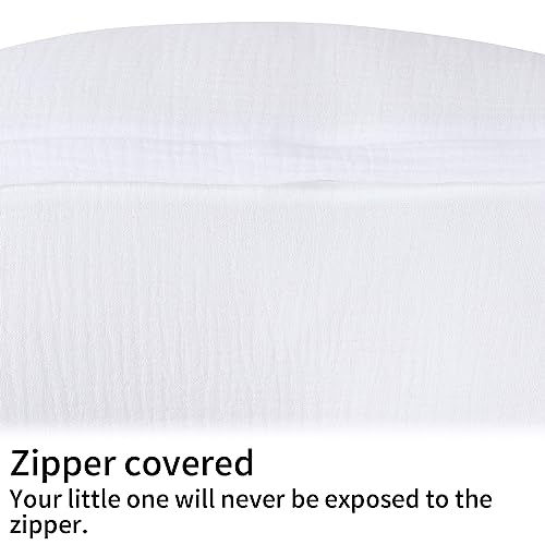Onacosht Muslin Nursing Pillow Cover, 100% Cotton, Soft & Breathable, White - color: White