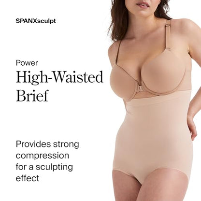 SPANX SPANXsculpt Power Series High-Waisted Brief - color: Soft Nude, size: 3X