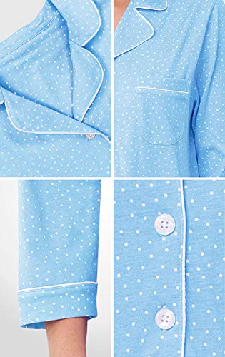 PajamaGram Long Flannel Nightgown - Women Nightgown, Plaid - color: Blue, size: Medium