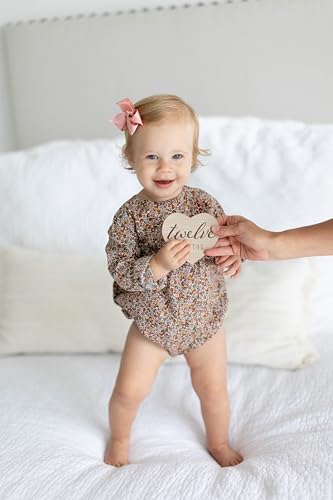 Kate & Milo Wooden Heart Baby Monthly Milestone Discs - color: Heart