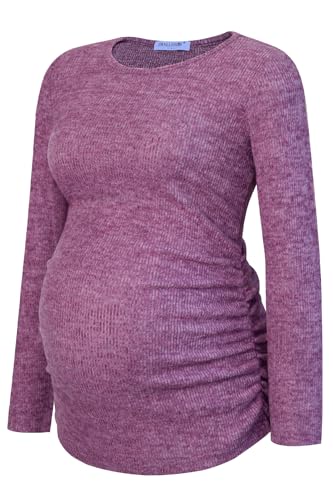 Smallshow Women's Maternity Sweater Shirt Long Sleeve - color: Maroon, size: Small
