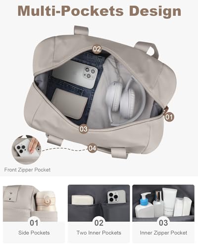 Pritent Travel Duffle Bag, Weekender Overnight Personal Item Carry On Bag - color: Camel, size: Medium