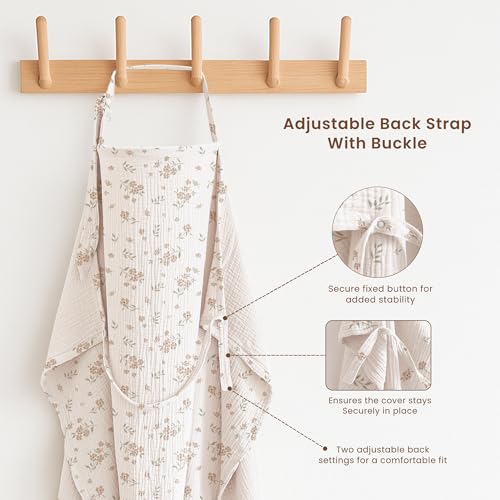 Konssy 2-Pack Muslin Nursing Cover Up for Breastfeeding Mom with Rigid Hoop - color: Pink,Blossom