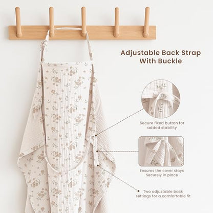 Konssy 2-Pack Muslin Nursing Cover Up for Breastfeeding Mom with Rigid Hoop - color: Pink,Blossom