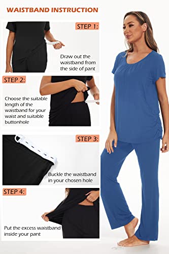 Smallshow Women's Maternity Nursing Pajamas - color: Grey Blue, size: Large