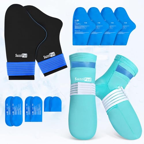 SuzziPad Cold Socks & Hands Ice Pack for Chemo Must Haves, Blue, XL - size: XL, style: Cold Therapy Socks and Gloves