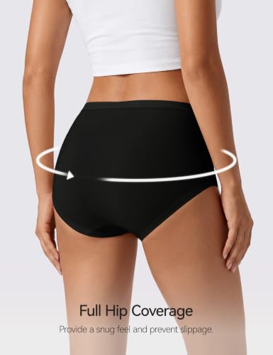 NIASOUL Women's Modal Underwear Seamless Soft Full Coverage Panties Briefs - color: 4p-black, size: Large