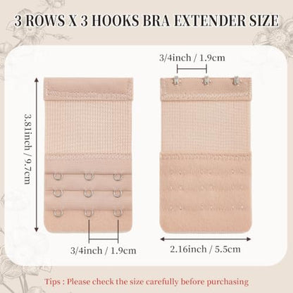 QIUTIMIY Women's Bra Extenders 2 Hooks & 3 Hooks & 4 Hook Bra Extensions Soft Comfortable Stretchy Back Bra Strap Extender - color: 3pcs-spacing 3/4inch-style 2