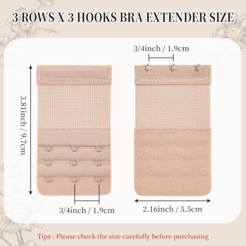 QIUTIMIY Women's Bra Extenders 2 Hooks & 3 Hooks & 4 Hook Bra Extensions Soft Comfortable Stretchy Back Bra Strap Extender - color: 3pcs-spacing 3/4inch-style 5