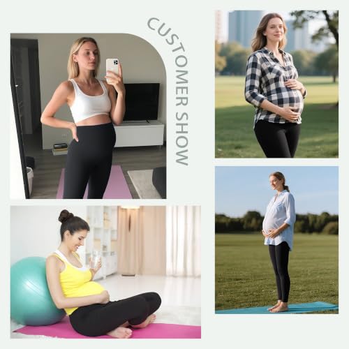 Over‑Belly Maternity Leggings, Soft Stretch Yoga Pants - color: 1 Pack-black, size: Medium