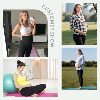 Over‑Belly Maternity Leggings, Soft Stretch Yoga Pants - color: 1 Pack-black, size: X-Large