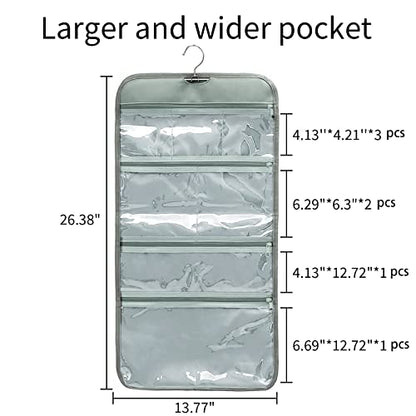 Foldable Clear Hanging Travel Toiletry Bag Cosmetic Organiser Storage - color: Grey