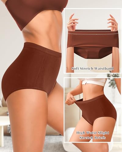 Annenmy High Waisted Panties Women's Cotton Underwear Full Coverage Briefs Soft Breathable Stretch Briefs Regular & Plus Size - color: Multicolor-a, size: Large