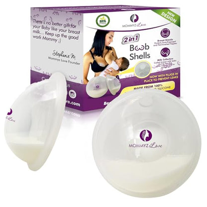 Mommyz Love Breast Shells & Milk Catcher for Breastfeeding with Plugs - size: With Plugs - 2 Pack