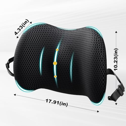 BYMECOST Lumbar Support Pillow for Car, Memory Foam Car Back Cushion - color: Black Breathable 4d Mesh