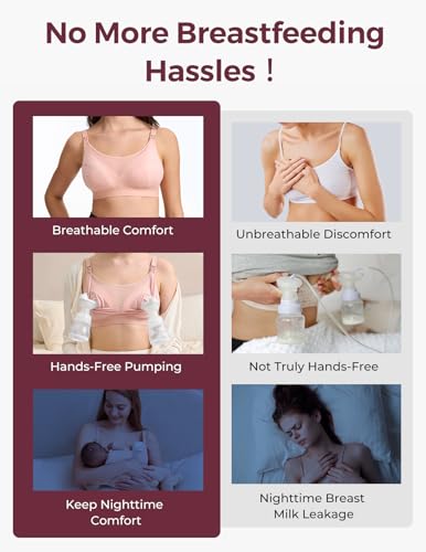 Momcozy Mesh Pumping Bra Hands Free, Plus Size Nursing Bras for Pumping - color: Oyster Pink, size: X-Large