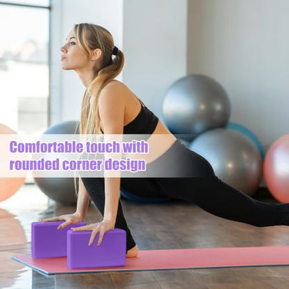 9"x6"x3" Yoga Block, 2 Pcs Soft Non-Slip Foam Blocks Supportive - color: Purple
