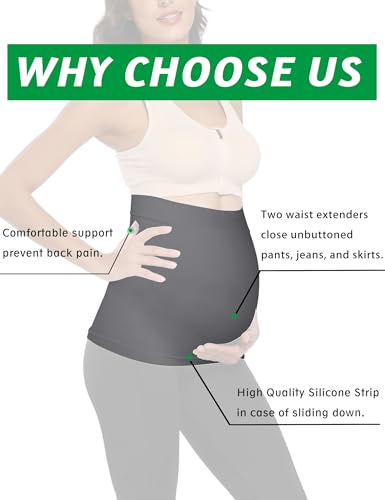 Belly Bands for Pregnant Postpartum Belly Band - color: Black + Dark Gray, size: 3