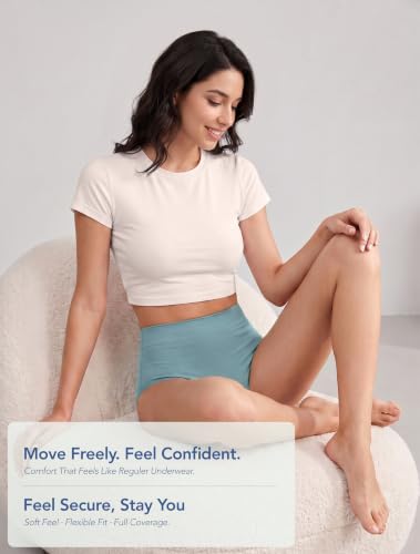 TIICHOO Period Underwear for Women High Waist Womens Incontinence Underwear - color: 1 Black/1 Light Grey/1 Burgundy/1 Rose Gold/1 Turquoise Green, size: Medium
