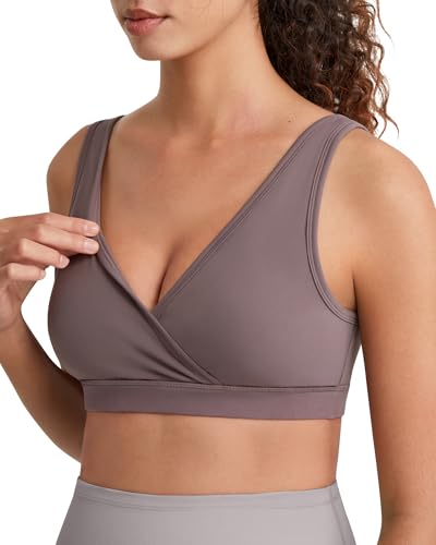 G4Free BareFeel Maternity Bra Wireless Nursing for Breastfeeding V Neck - color: Taupe, size: X-Small