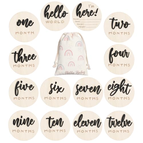 Baby Monthly Milestone Announcement Signs Wood,Black,Letter - color: Black, style: Letter