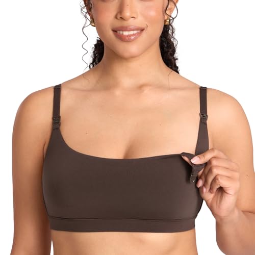 MOMANDA Cotton Nursing Bras for Breastfeeding - color: Clay Brown, size: Small