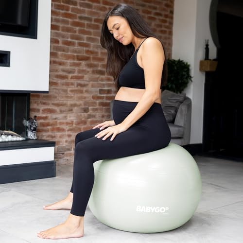 BABYGO Birthing Ball, Pregnancy & Labor, Award Winning Book - color: Sage, size: 65cm - Manual