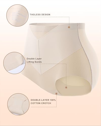 J-pone Tummy Control Underwear High Waisted Seamless Womens Underwear Full Coverage Butt Lifting Panties for Women 4 Pack - size: Medium