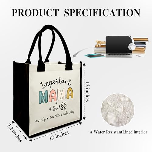 Important Stuff Shoulder Beach Bag - Canvas Tote Bag Gifts - color: Mama