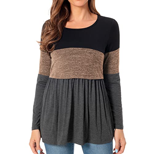 Bearsland Women’s Scoop Neck Nursing Top - color: Brown, size: Large