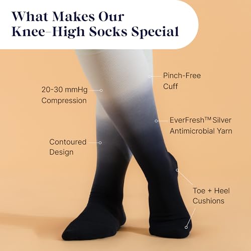 Comrad Breathable Knee High Firm Compression Socks - Targeted Arch Support - color: Black Solid, size: Large