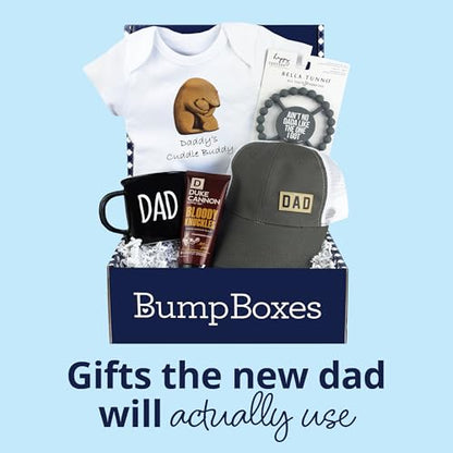Bump Boxes, New Dad Gift Box with Mug, Hat, Teether, Onesie and Balm, Unique Kit for First time or Expecting Father, Fathers Gifts for Men