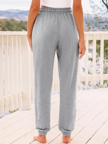 AUTOMET Women's High Waisted Lounge Sweatpants Jogger Pants with Pockets - color: Grey, size: Small