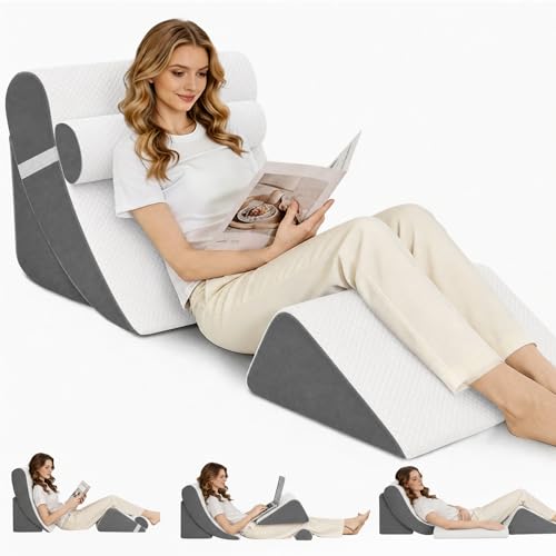 Wedge Pillow Set for After Surgery,White/Dark Grey,4PCS-22 - color: White/Dark Grey, size: 4PCS-22''