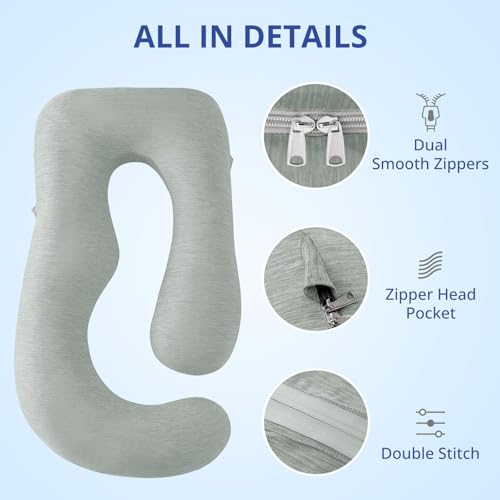 Sasttie Cooling Pregnancy Pillow Cover for 57-inch Maternity, Light Grey - color: Light Grey