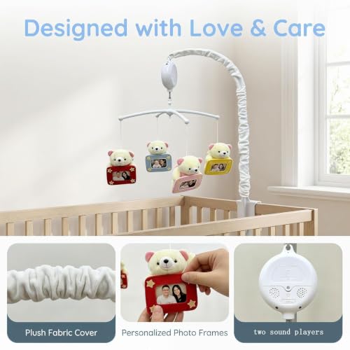 Baby Crib Mobile with DIY Photos Display for Girl Mobile Musical