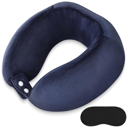 Neck Pillow Airplane Memory Foam Travel Pillows, Dark Blue - color: Dark Blue