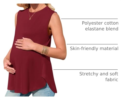 FMEYOA Women's Maternity Tank Top Summer Sleeveless Pregnancy Shirts - color: Burgundy, size: Small