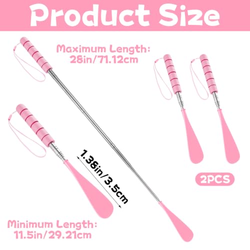 Amaxiu 2 Pcs Shoe Horn Long Handle Retractable, Stainless Steel Shoehorn