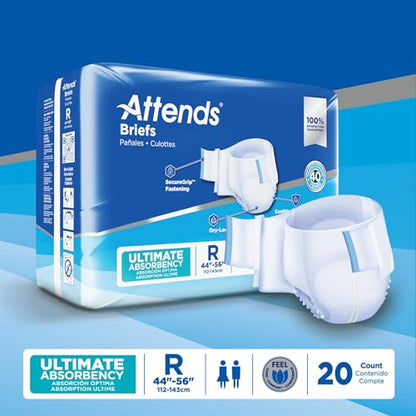 Attends Adult Incontinence Briefs, Regular, Ultimate Absorbency, 20ct Bag - size: Regular (Pack of 20)