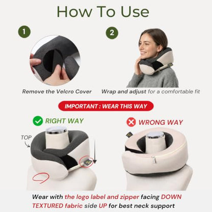 Travel Neck Pillow for Airplanes, Bamboo Charcoal Memory Foam - color: Beige