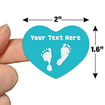 Personalized Custom 1 Line Baby Feet on Blue Shower Heart Shaped Planner - color: Opaque