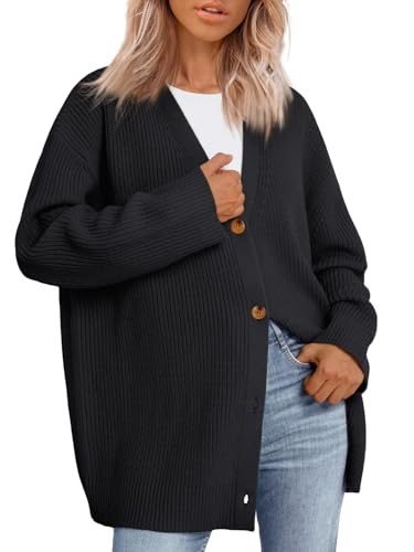 LILLUSORY Women's Oversized Fall Cardigan Sweater Chunky Jackets 2026 - color: Black, size: Small