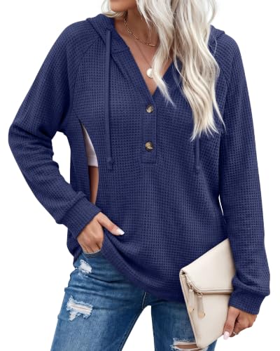 Neer Women's Nursing Hoodies Breastfeeding Shirts - color: Dark Blue, size: Small