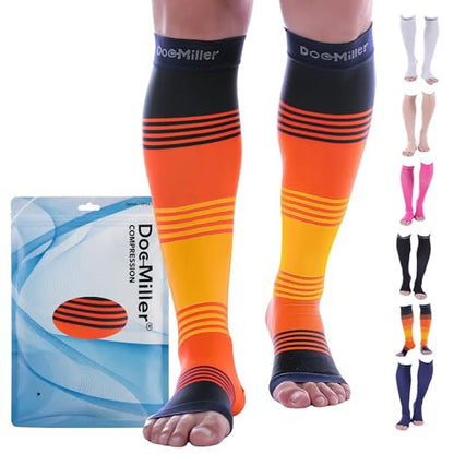Doc Miller Open Toe Compression Socks 8-15 mmHg for Women & Men, 1 Pair - color: Sun Stripes, size: Medium