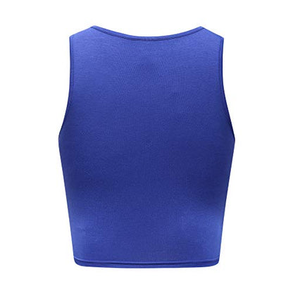 OThread & Co. Women's Basic Crop Tops Stretchy Casual Scoop Neck Sleeveless Crop Tank Top - color: Blue, size: Small