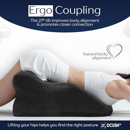 Ergonomic Contoured Couples Intimacy Memory Foam Pillow with Removable Headrest, 27° Angled Support for Neck and Waist, Massages, Reading, Relaxing & Leg Elevation, Removable Washable Cover